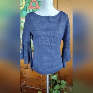 White House Black Market Women's Sweater Top Navy Metallic NWT Orig $89 Sz M
